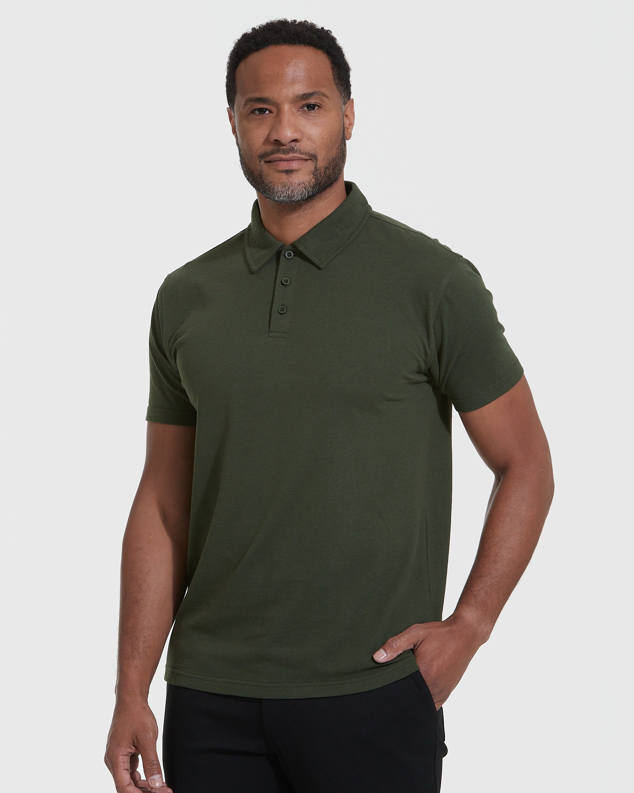 Buy Men's Chunky Ribbed Knitted Olive Polo T-Shirt Online