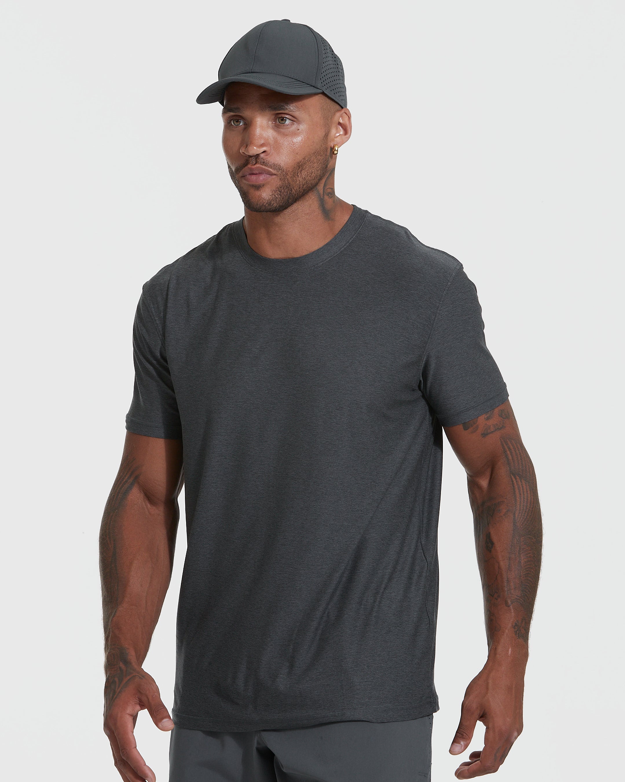 Buy Men Grey Solid Crew Neck Round Neck T-Shirts Online - 734724