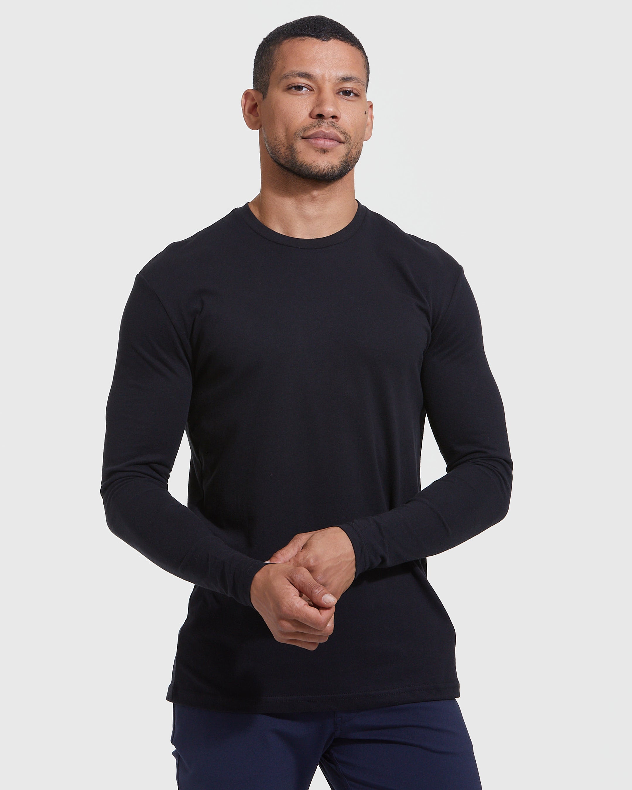 True Classic Long Sleeve Crew Shirt for Men. Premium Fitted Mens