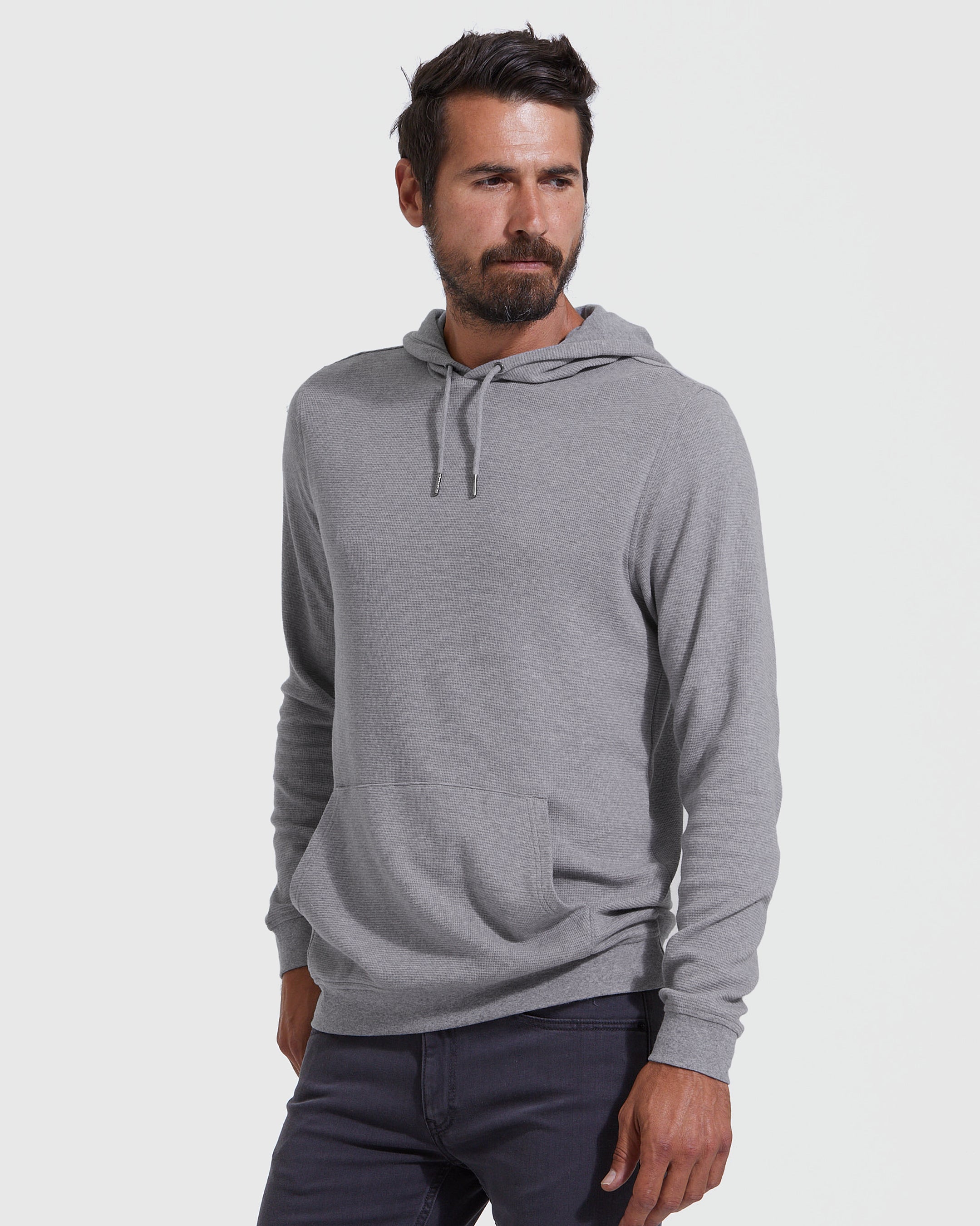 RE/DONE Waffle Slim Pullover in Light Heather Grey