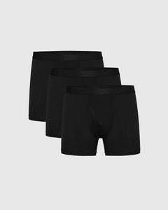 True ClassicBlack Boxer Trunks W/ Fly 3-Pack