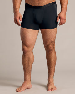 True ClassicBlack Boxer Trunks W/ Fly 6-Pack