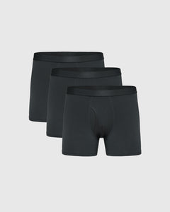 True ClassicCarbon Boxer Trunks W/ Fly 3-Pack