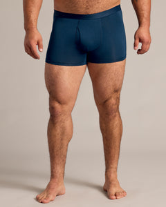 True ClassicNavy Boxer Trunks W/ Fly 3-Pack