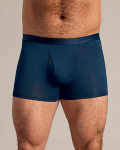 True ClassicNavy Boxer Trunks W/ Fly 3-Pack