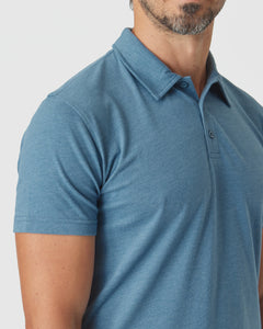 True ClassicBlue Lake Heather Short Sleeve Polo