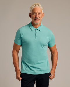 True ClassicDark Heather Oceanic Short Sleeve Polo