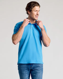 True ClassicDark Heather Bahama Blue Short Sleeve Polo