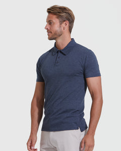 True ClassicHeather Navy Short Sleeve Polo