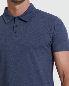 True ClassicHeather Navy Short Sleeve Polo