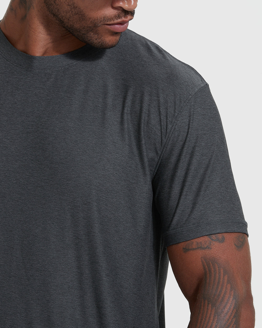 Men's Short Sleeve Active Cotton Crew T-Shirt, Black and Gray 8