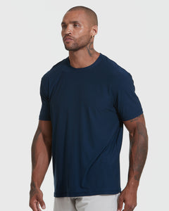 True ClassicCamiseta deportiva cuello redondo azul marino