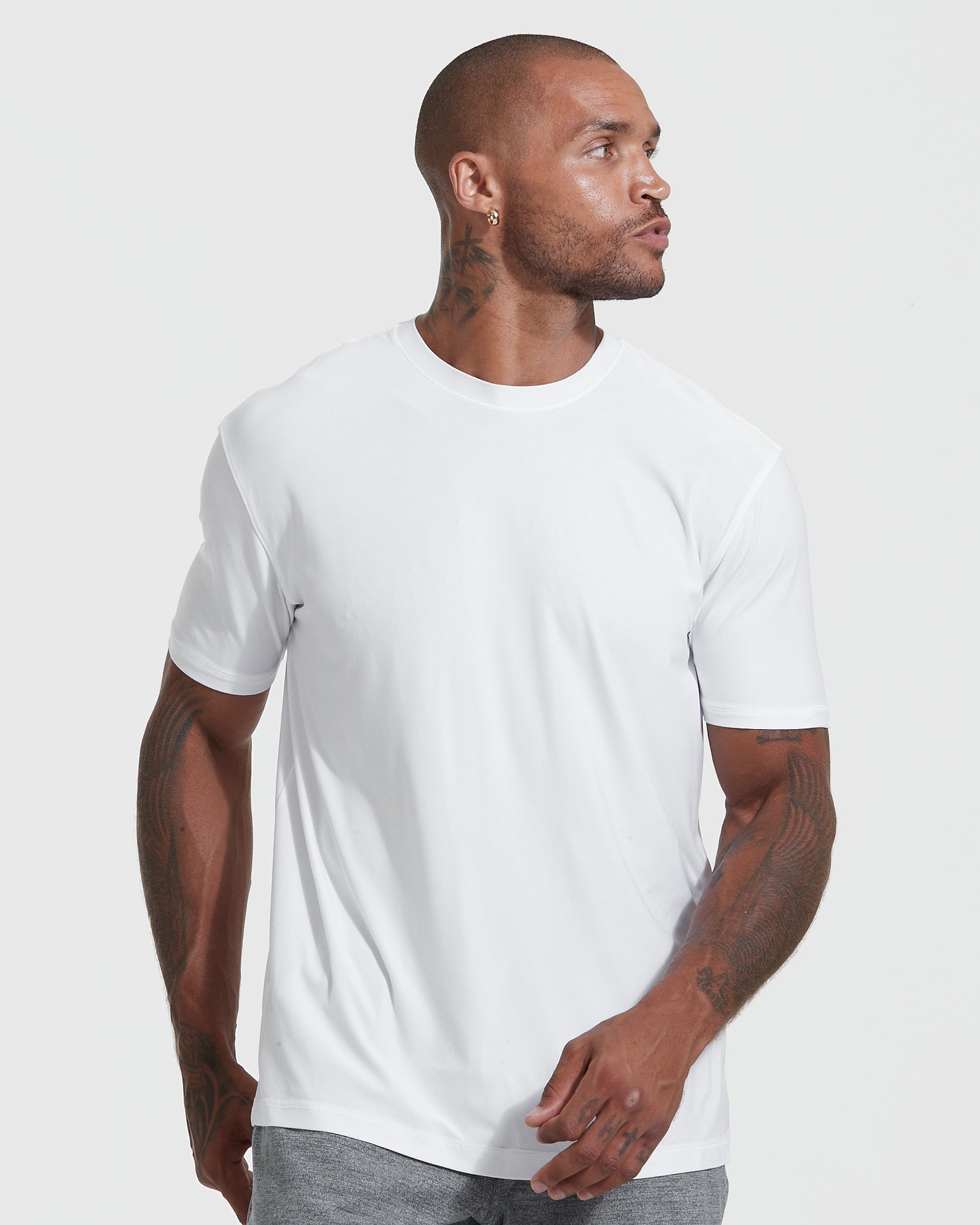 All white crew neck sale