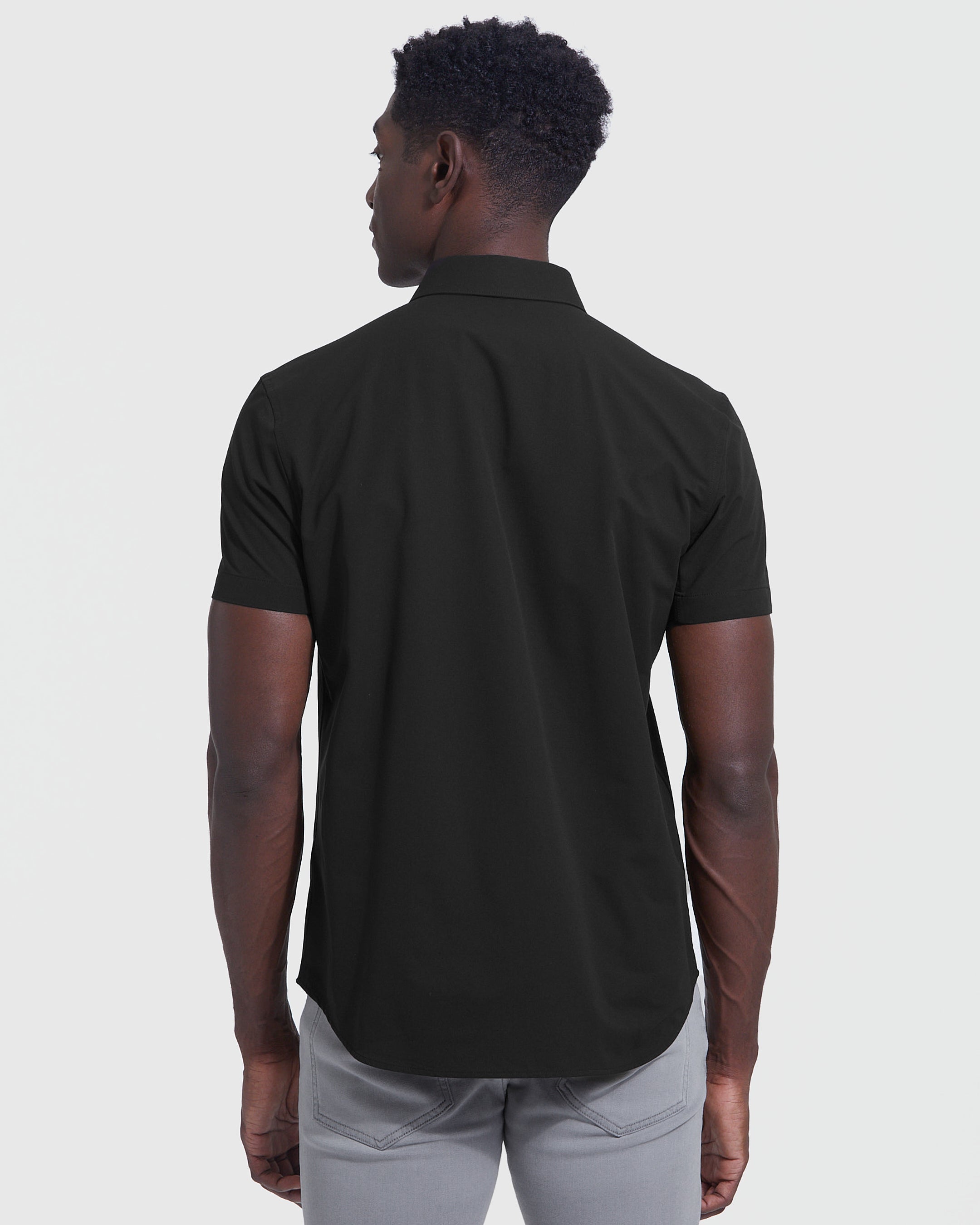 Black Commuter Short Sleeve Button Up – True Classic