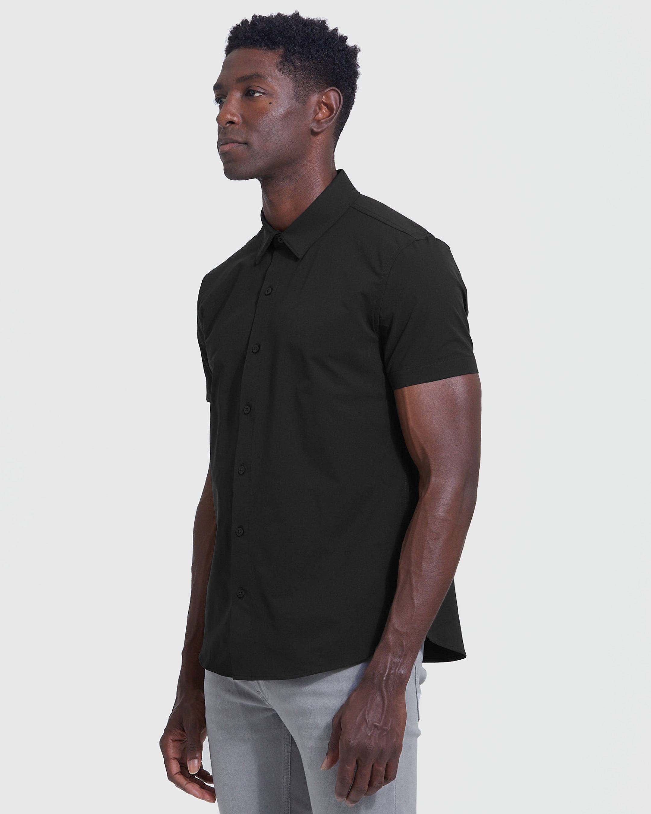 Black Commuter Short Sleeve Button Up – True Classic