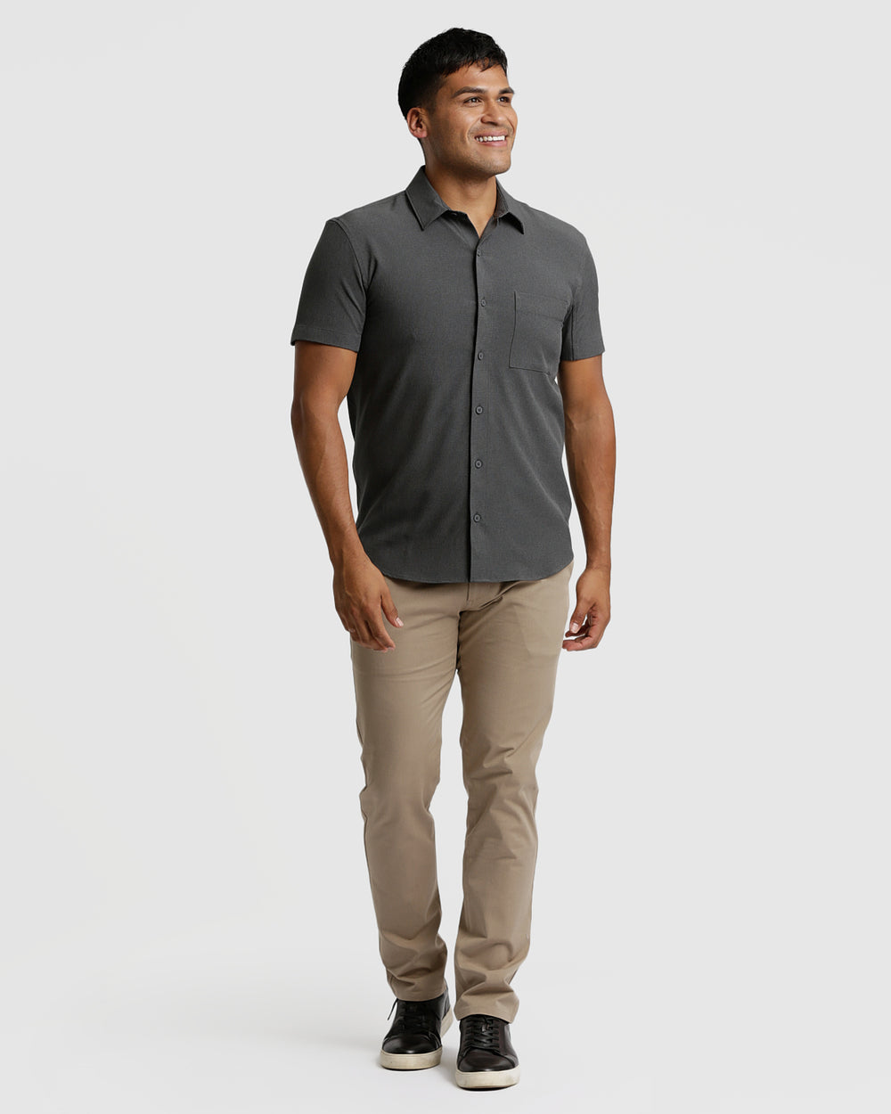 Charcoal Heather Gray Short Sleeve Ripstop Commuter Shirt