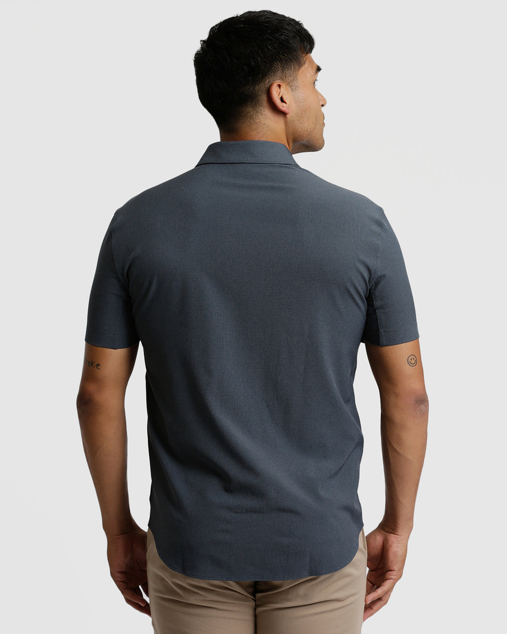 Heather Navy Short Sleeve Ripstop Commuter Shirt