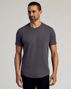 True ClassicCarbon Short Sleeve Curved Hem Crew