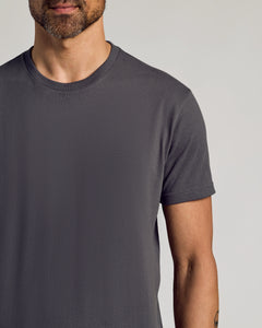 True ClassicCarbon Short Sleeve Curved Hem Crew