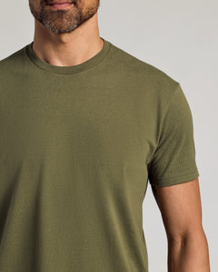 True ClassicMilitary Green Short Sleeve Curved Hem Crew