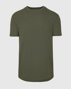 True ClassicMilitary Green Short Sleeve Curved Hem Crew