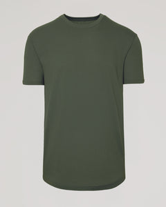 True ClassicMilitary Green Short Sleeve Curved Hem Crew