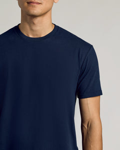 True ClassicNavy Short Sleeve Curved Hem Crew