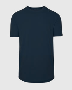 True ClassicNavy Short Sleeve Curved Hem Crew