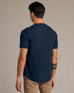 True ClassicNavy Short Sleeve Curved Hem Crew