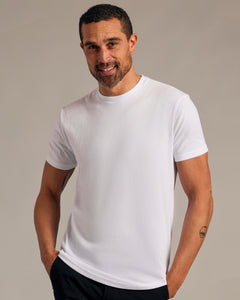 True ClassicWhite Short Sleeve Curved Hem Crew