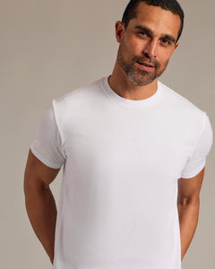 True ClassicWhite Short Sleeve Curved Hem Crew