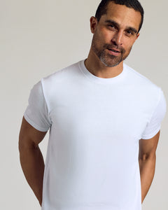 True ClassicWhite Short Sleeve Curved Hem Crew