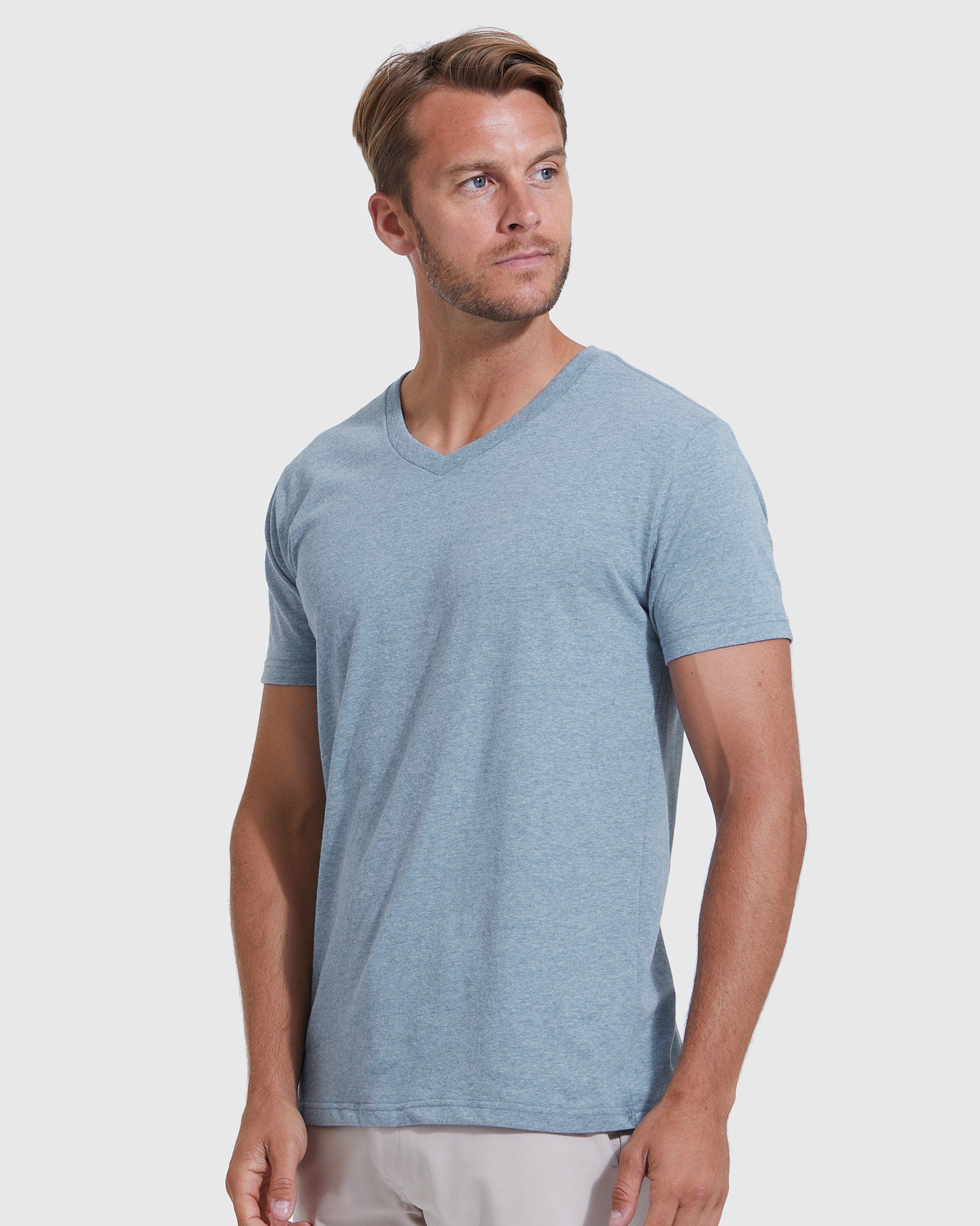 Heather Indigo V Neck T Shirt True Classic