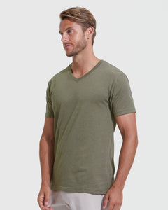 True ClassicHeather Military Green V-Neck Tee