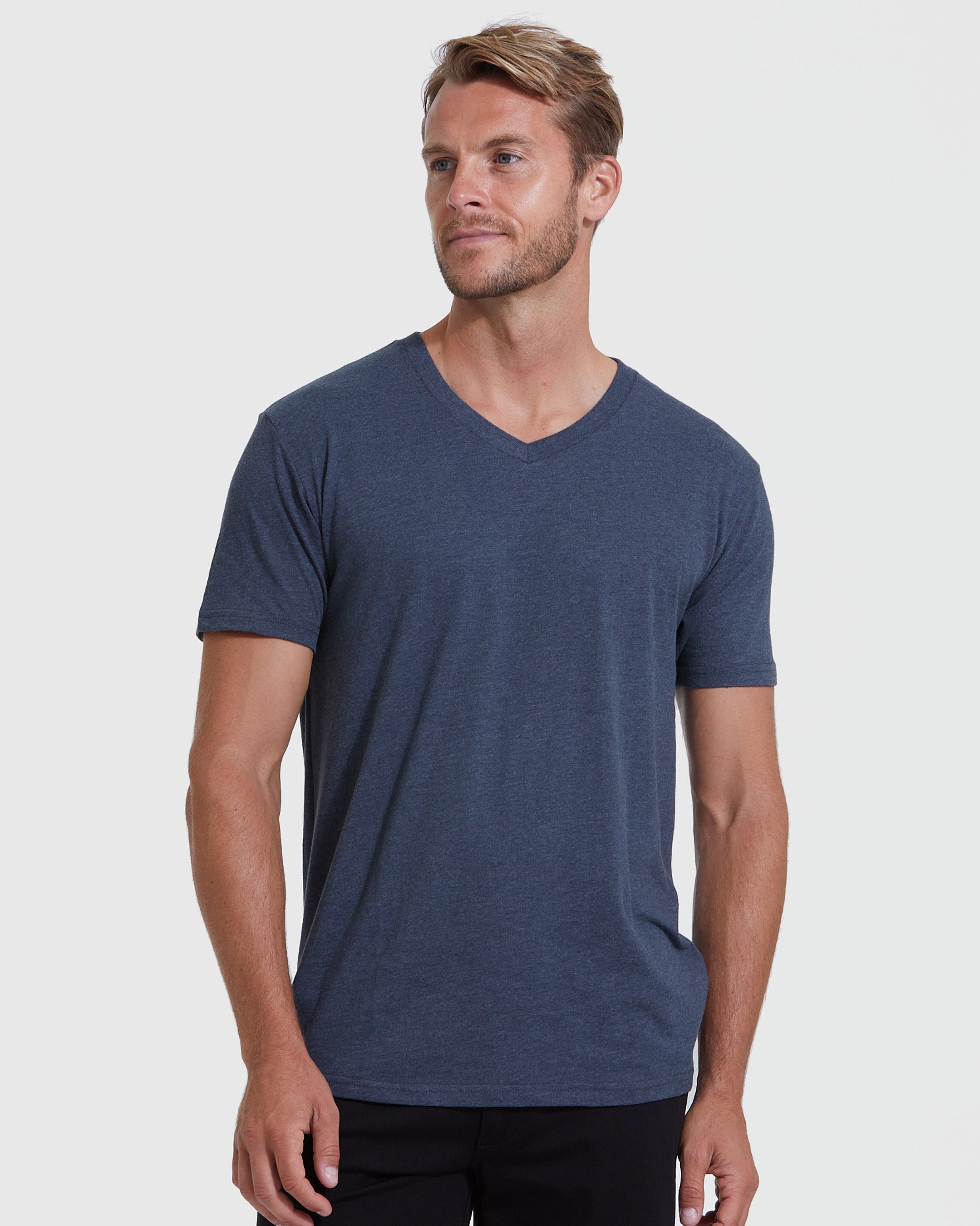 Heather Navy V-Neck T-Shirt - True Classic