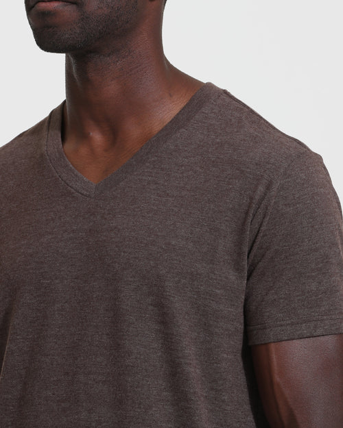 Heather Dark Oak V-Neck Tee