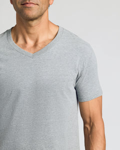 True ClassicCamiseta cuello en V gris jaspeado