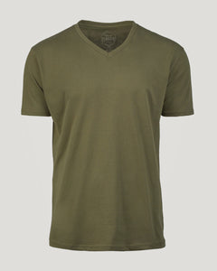 True ClassicMilitary Green V-Neck Tee