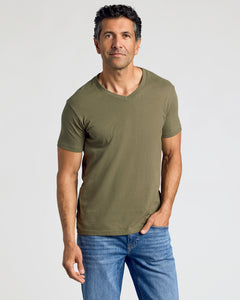 True ClassicMilitary Green V-Neck Tee