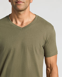 True ClassicMilitary Green V-Neck Tee