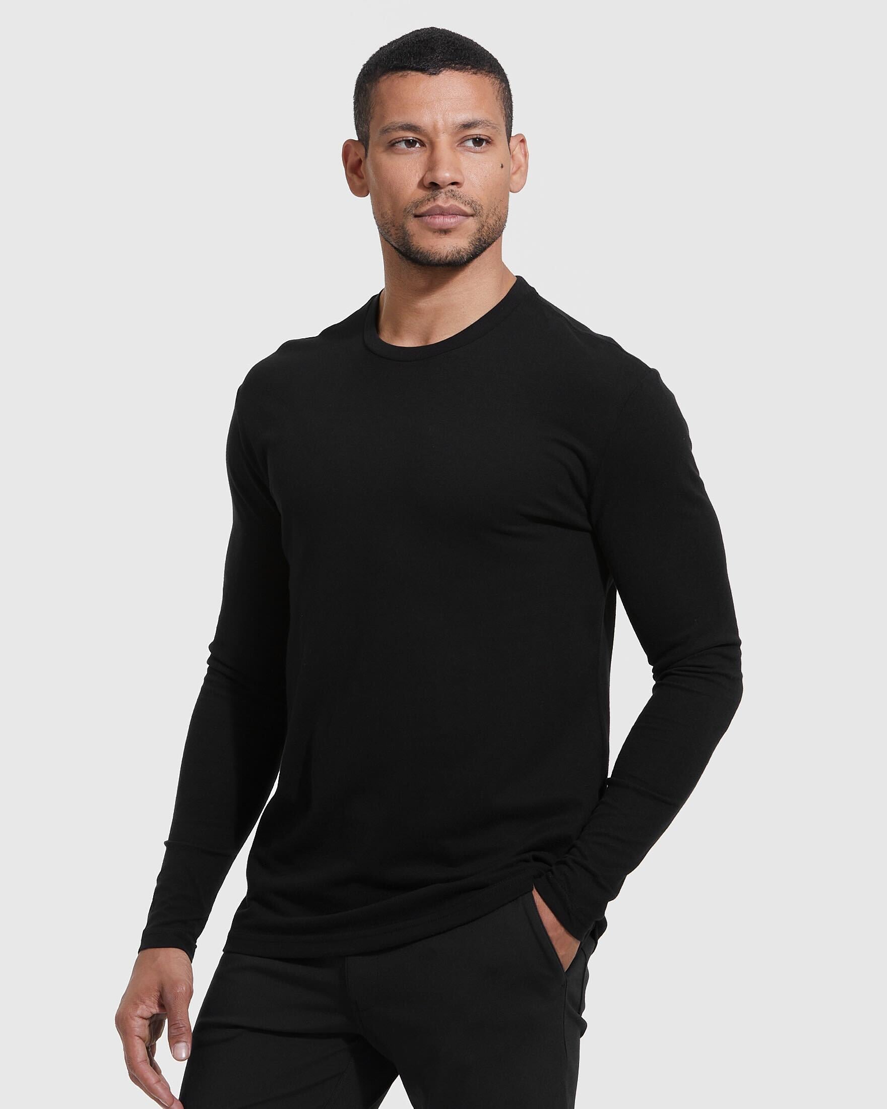 Men's long sleeve crew neck t shirts hot sale