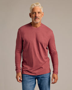 True ClassicDark Heather Rustic Apple Long Sleeve Crew Neck Tee