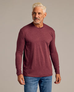 True ClassicDark Heather Burgundy Long Sleeve Crew Neck Tee