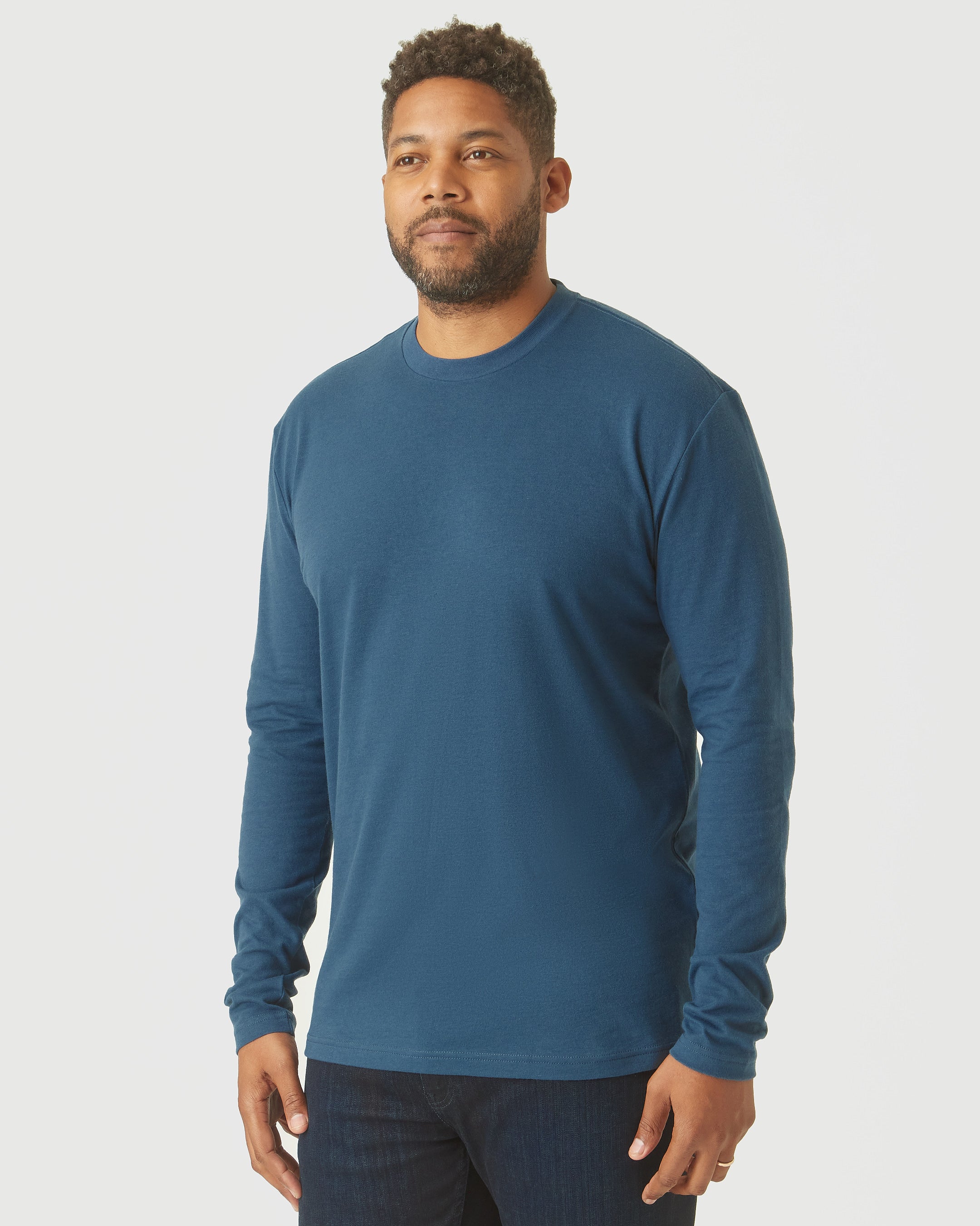 Deep Sea Blue Crew Neck Long Sleeve Deep Sea Blue Long Sleeve Crew Neck T Shirt True Classic