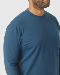 True ClassicDeep Sea Blue Long Sleeve Crew Neck Tee