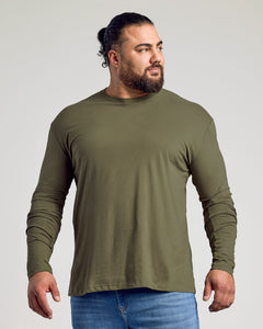 True ClassicCamiseta cuello redondo mangas largas verde militar