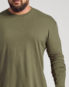 True ClassicMilitary Green Long Sleeve Crew Neck Tee