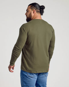 True ClassicCamiseta cuello redondo mangas largas verde militar