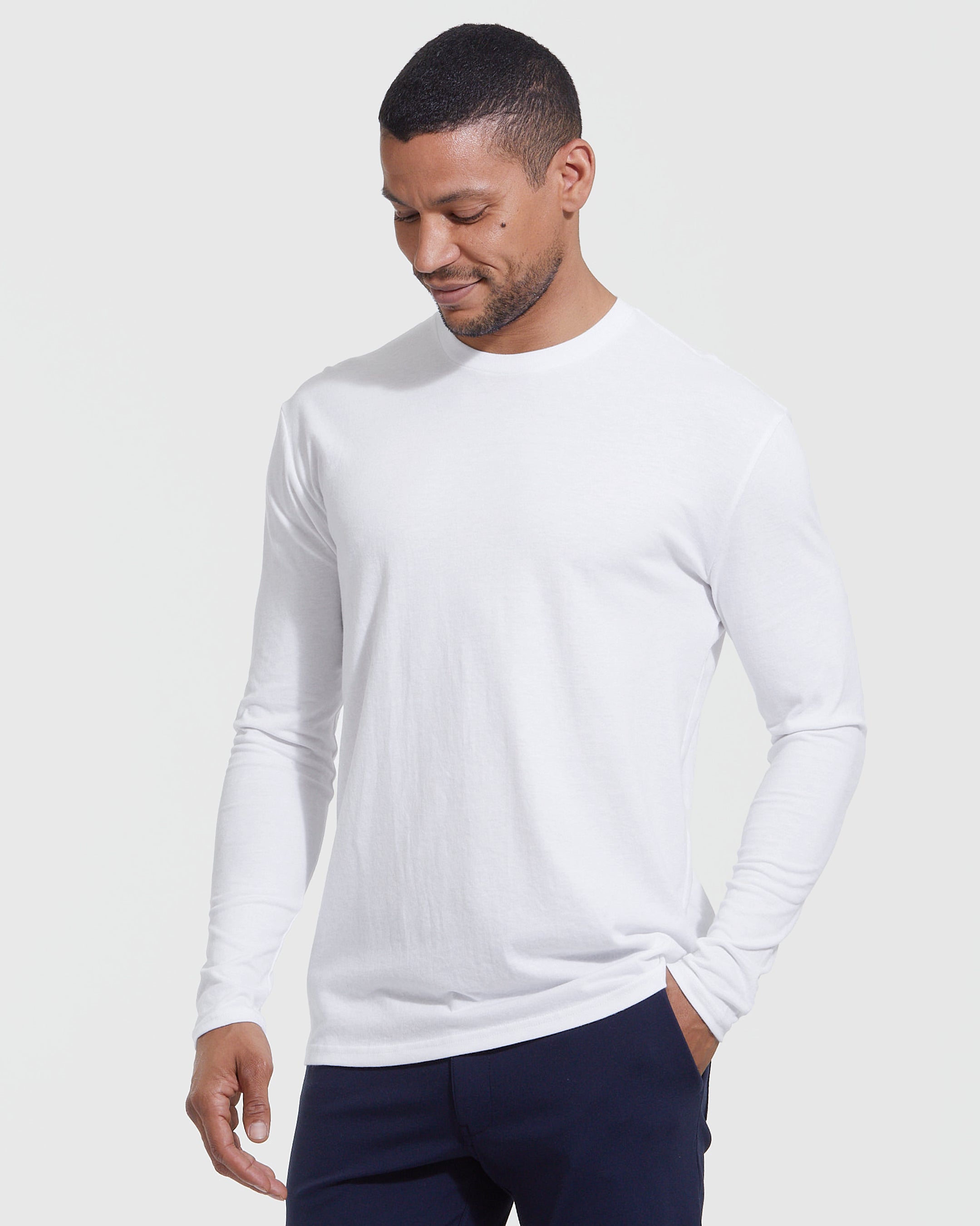 All White Long Sleeve Crew Neck T Shirt 3 Pack All White Long Sleeve Crew 3 Pack True Classic