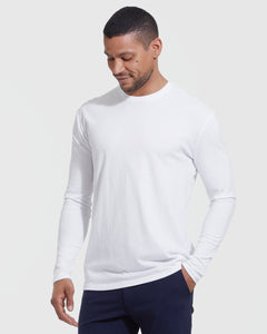 True ClassicLongsleeve-Shirt mit Rundhalsausschnitt in Weiß (3er-Pack)